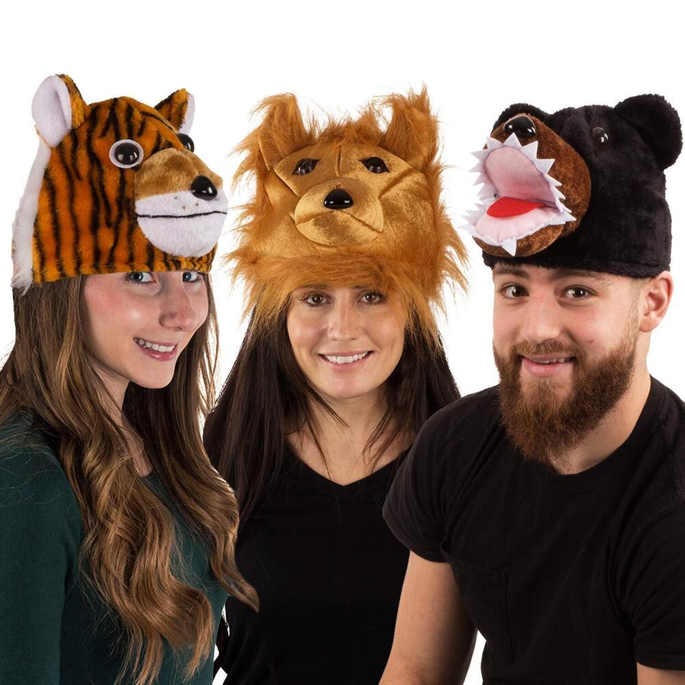 3754 Animal Hat - Lion, Tiger, Bear Costume - 3 Pc Set Hats